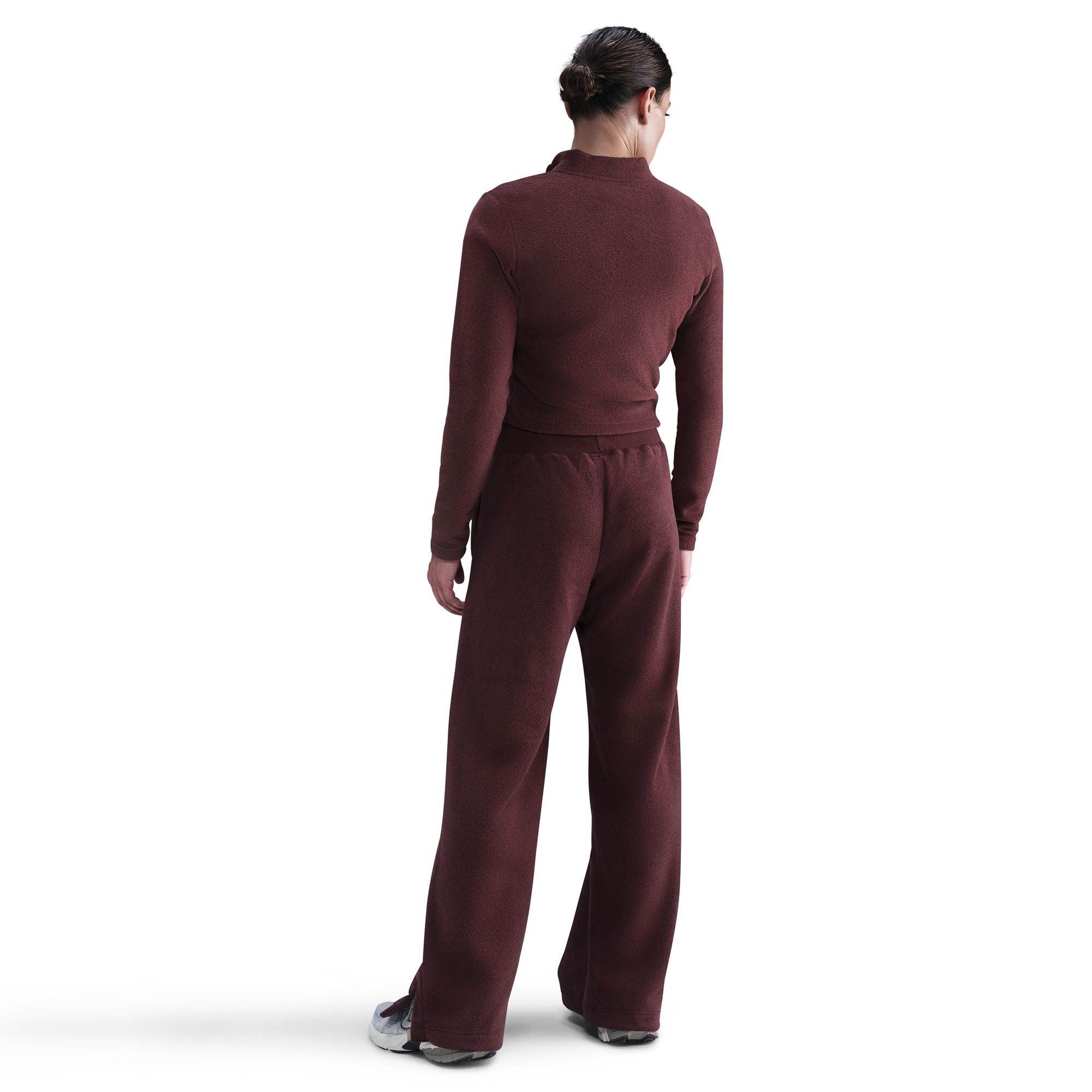 HIGH-WAISTED WIDE-LEG COZY FLEECE מכנסיים ארוכים