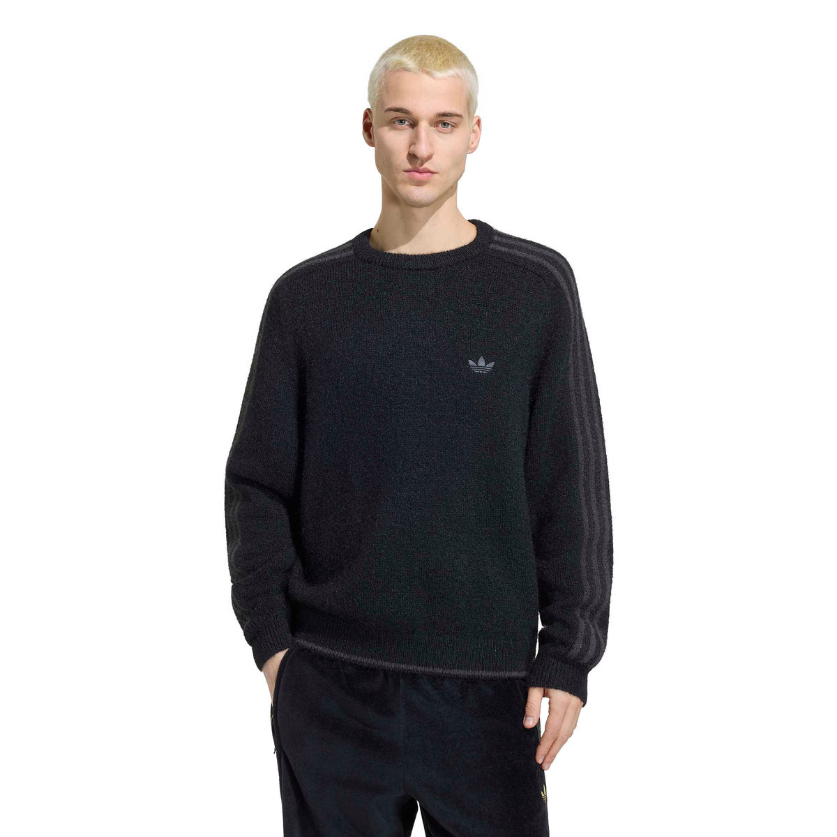 3-Stripes Fluffy Knit Crew סווטשירט