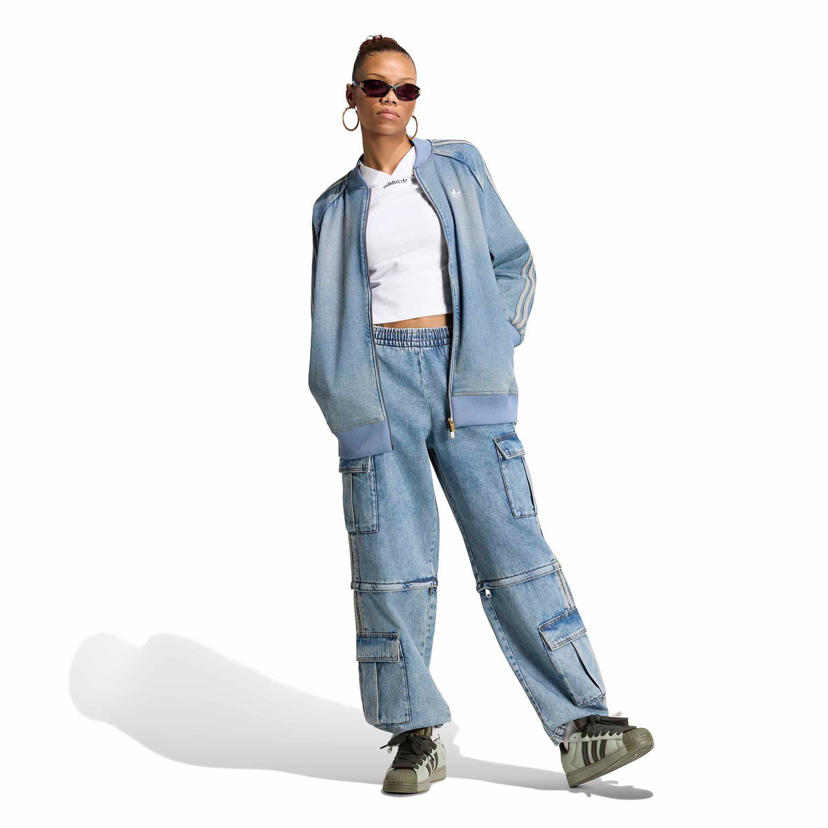 Oversized Denim Track Top ג'קט