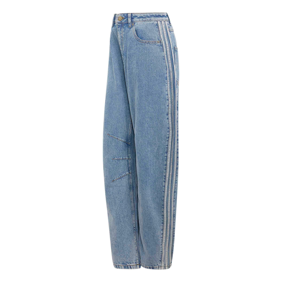 High Rise Barrel Leg Denim מכנס ארוך