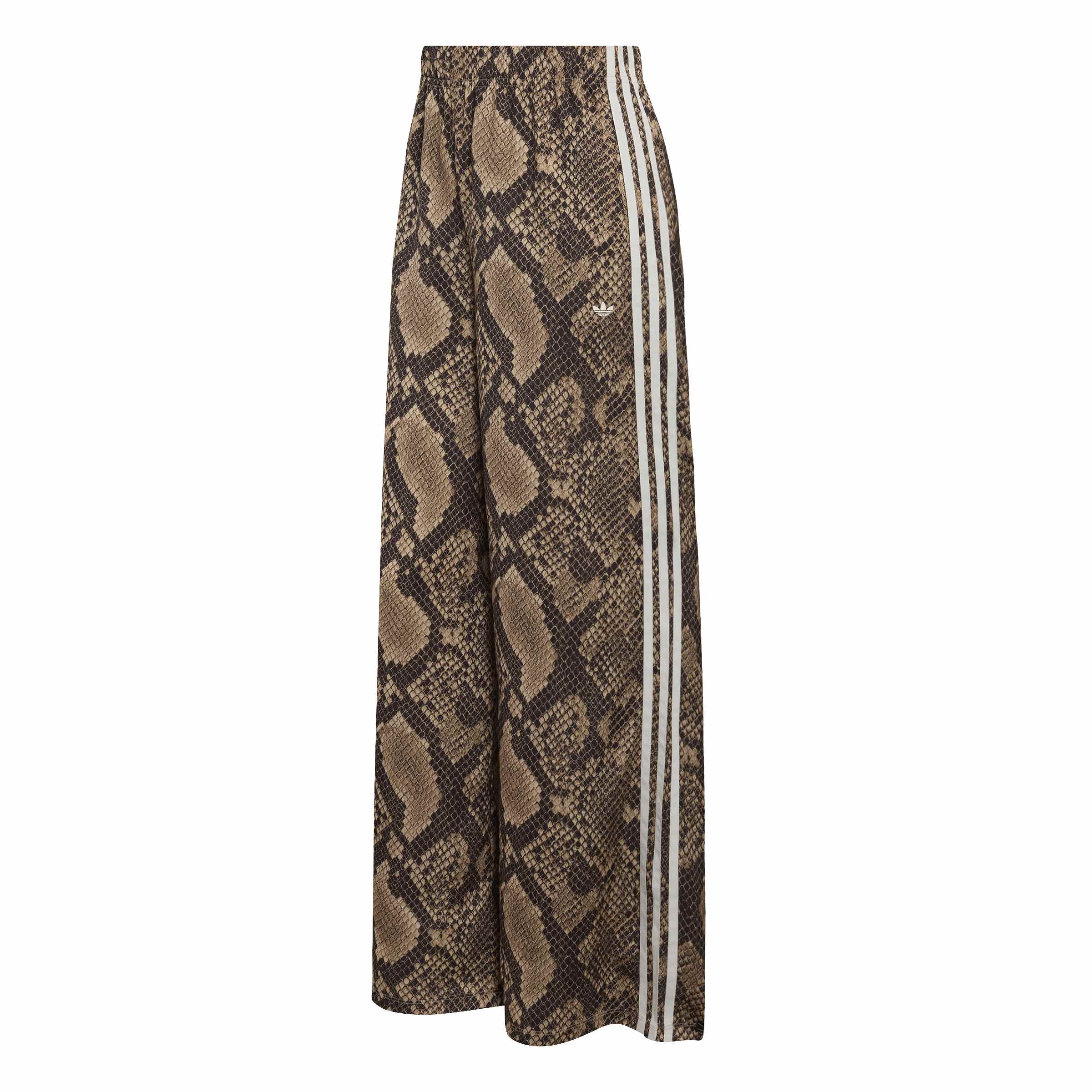 Satin Snake Print Wide Leg Track מכנס ארוך