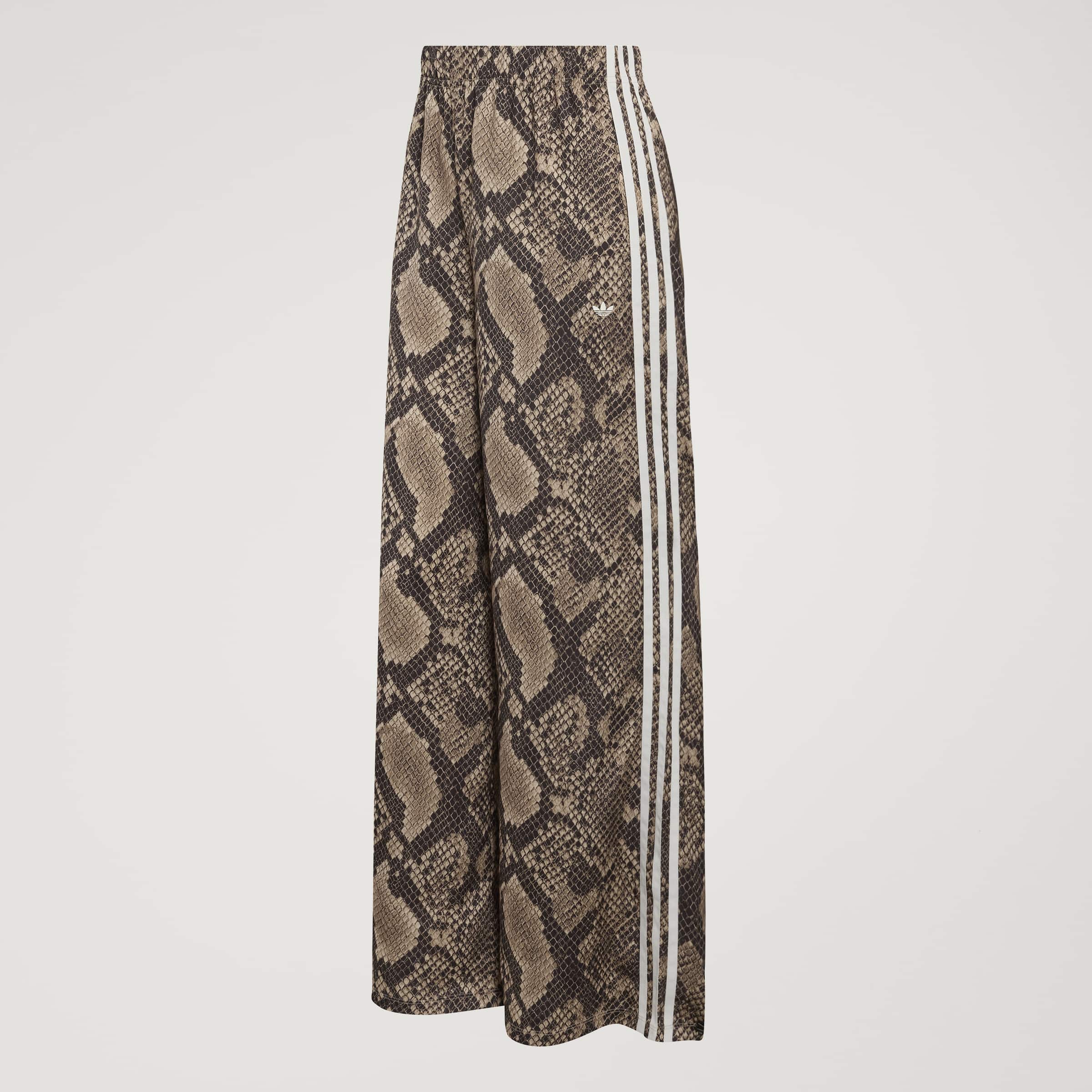 Satin Snake Print Wide Leg Track מכנס ארוך