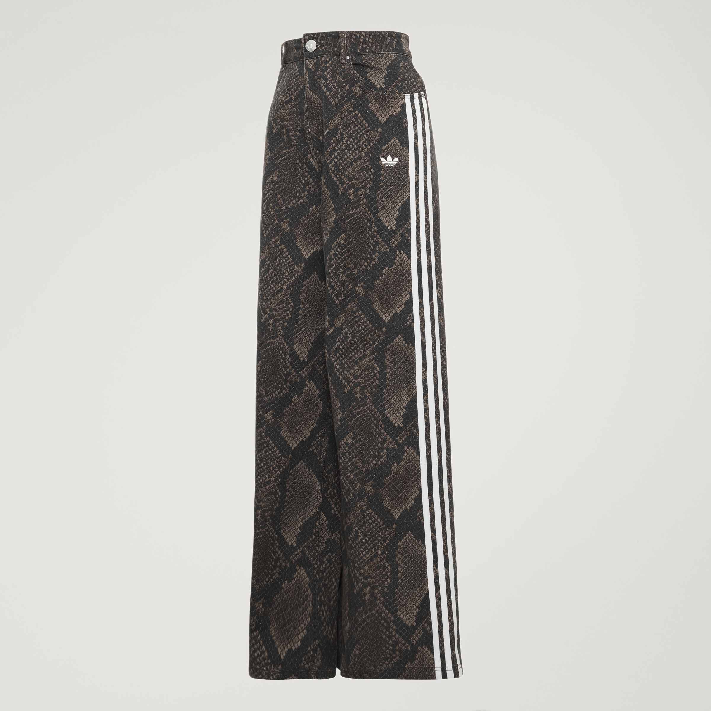 Snake Print Denim Loose מכנס ארוך
