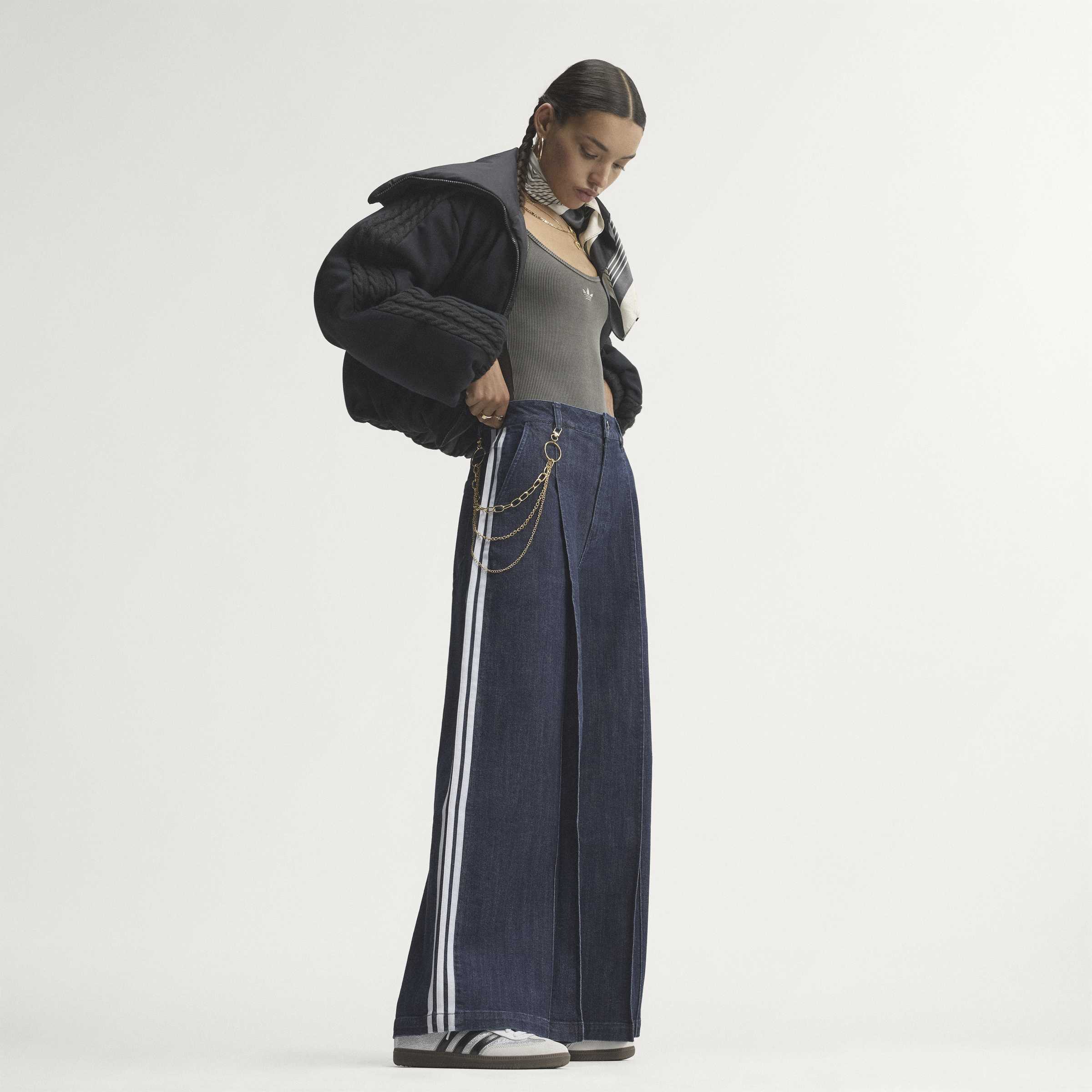 Denim Pleats מכנס ארוך