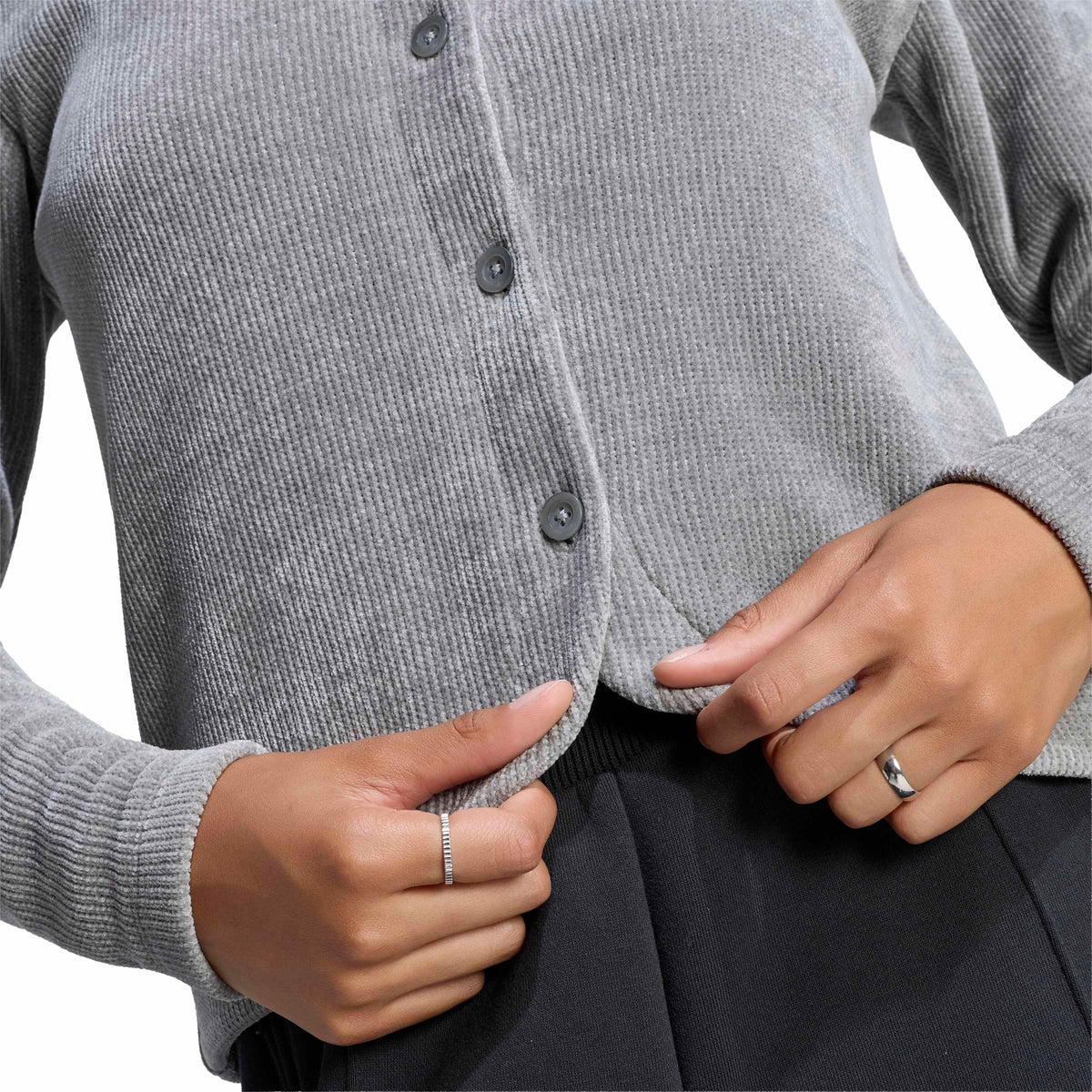 Prem Ess Chenille Button Up קרדיגן