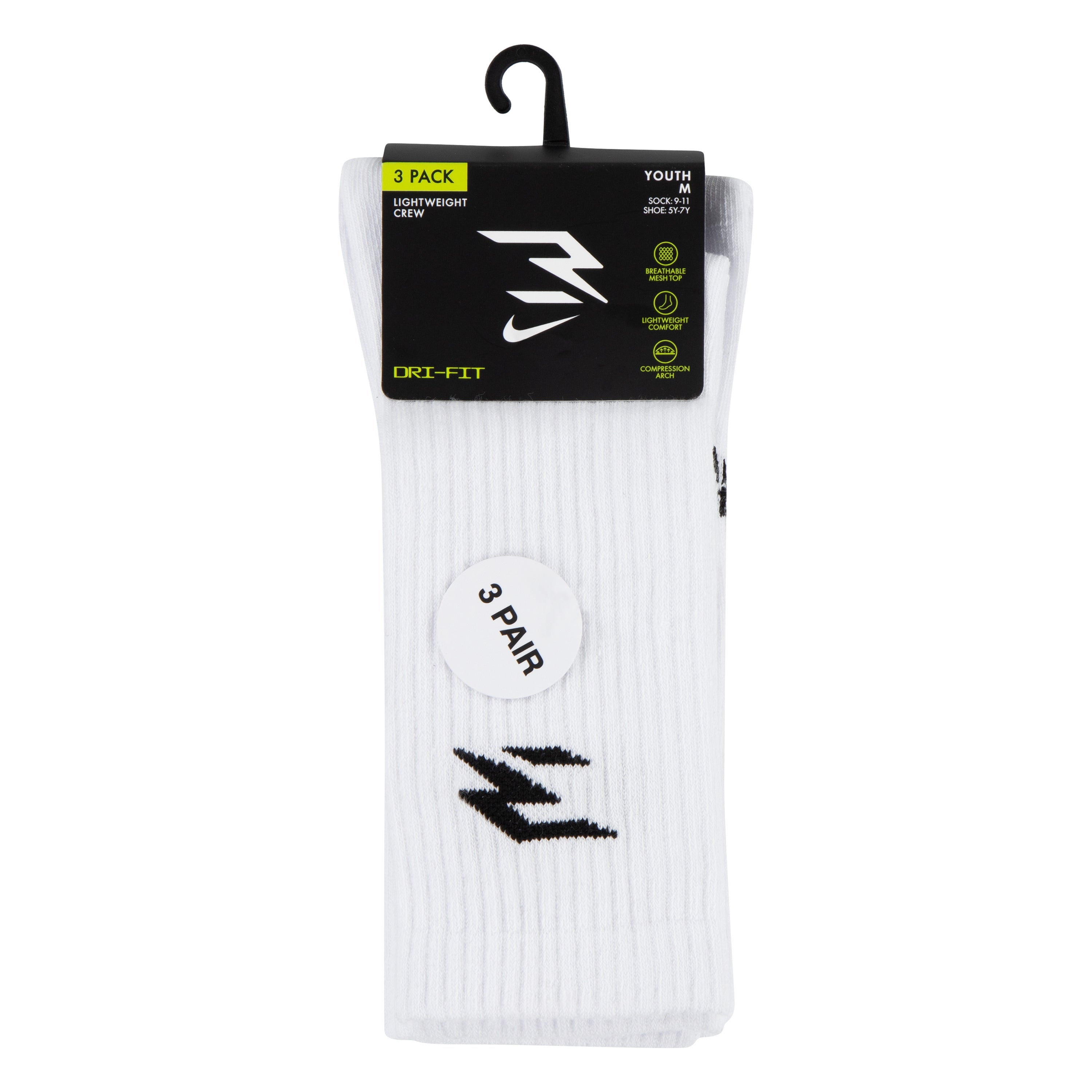 LIGHTWEIGHT DRI-FIT CREW שלושה זוגות גרביים