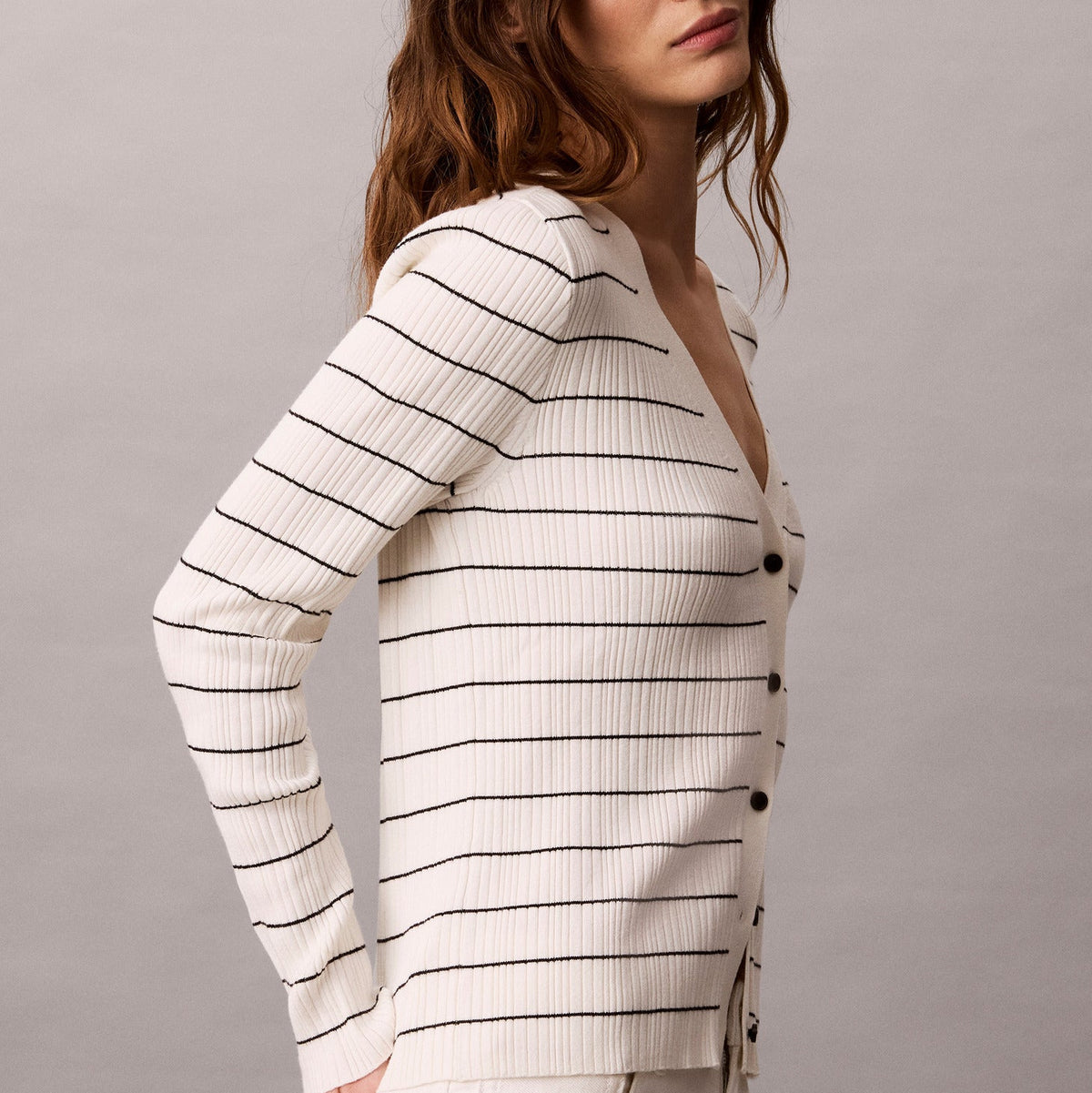 Rib Stripe קרדיגן