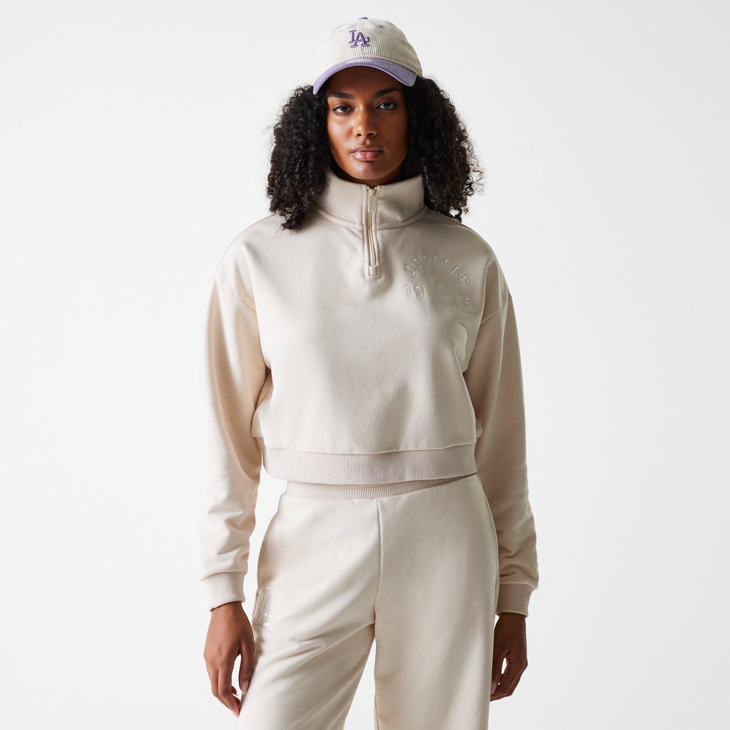 LA DODGERS MLB 1/4 ZIP סווטשירט קרופ