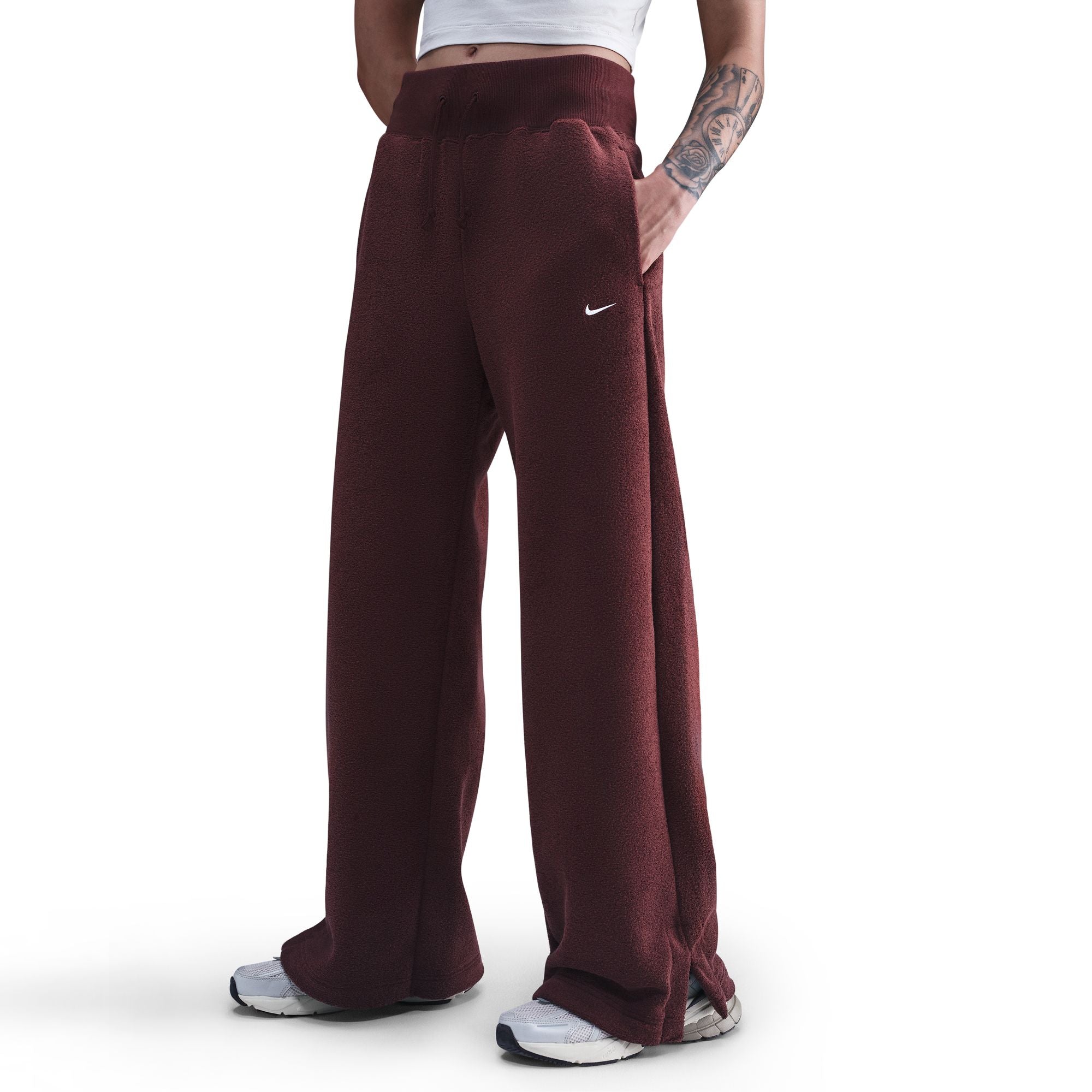 HIGH-WAISTED WIDE-LEG COZY FLEECE מכנסיים ארוכים