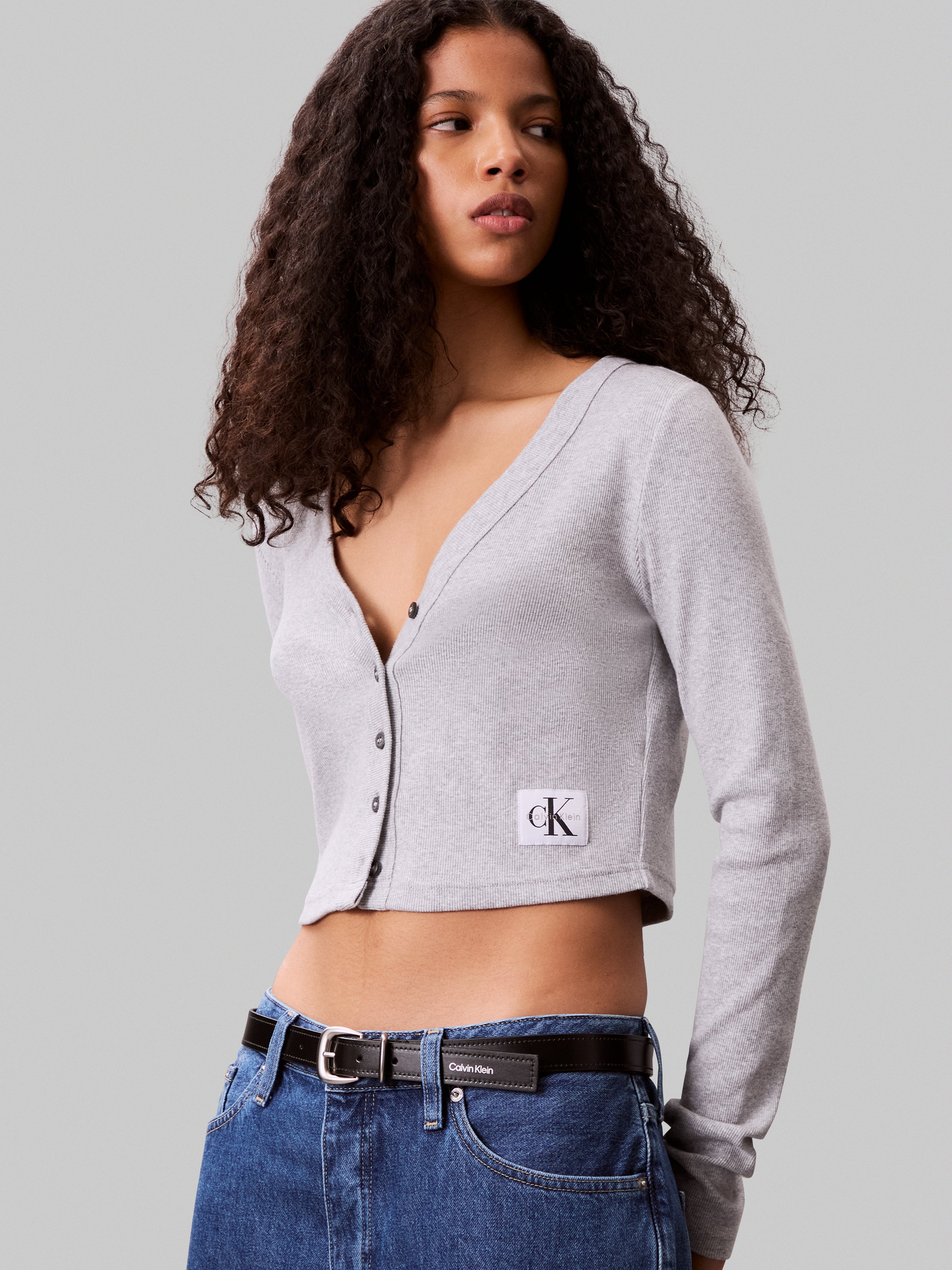 WOVEN COTTON ז'קט קרופ