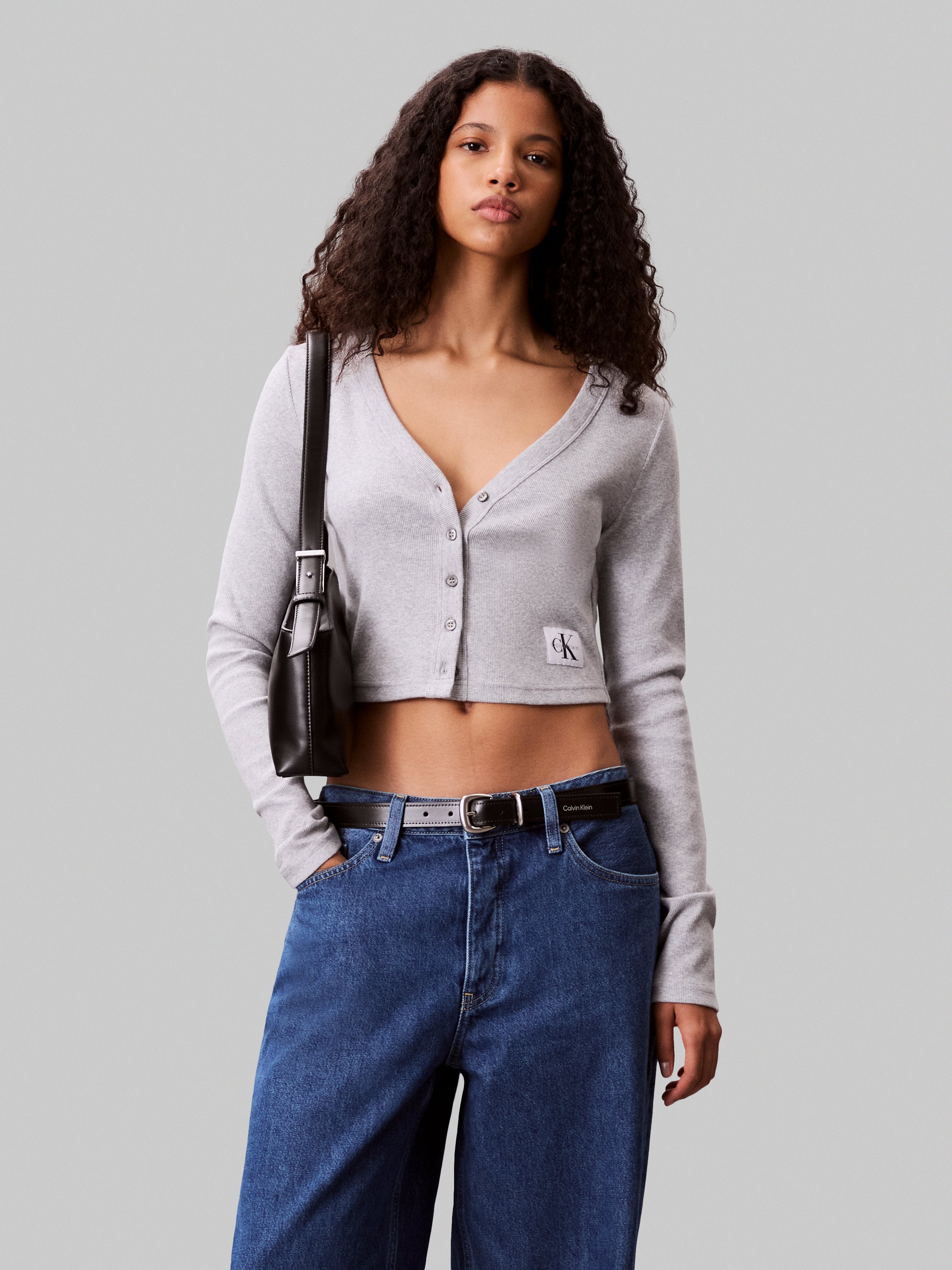 WOVEN COTTON ז'קט קרופ