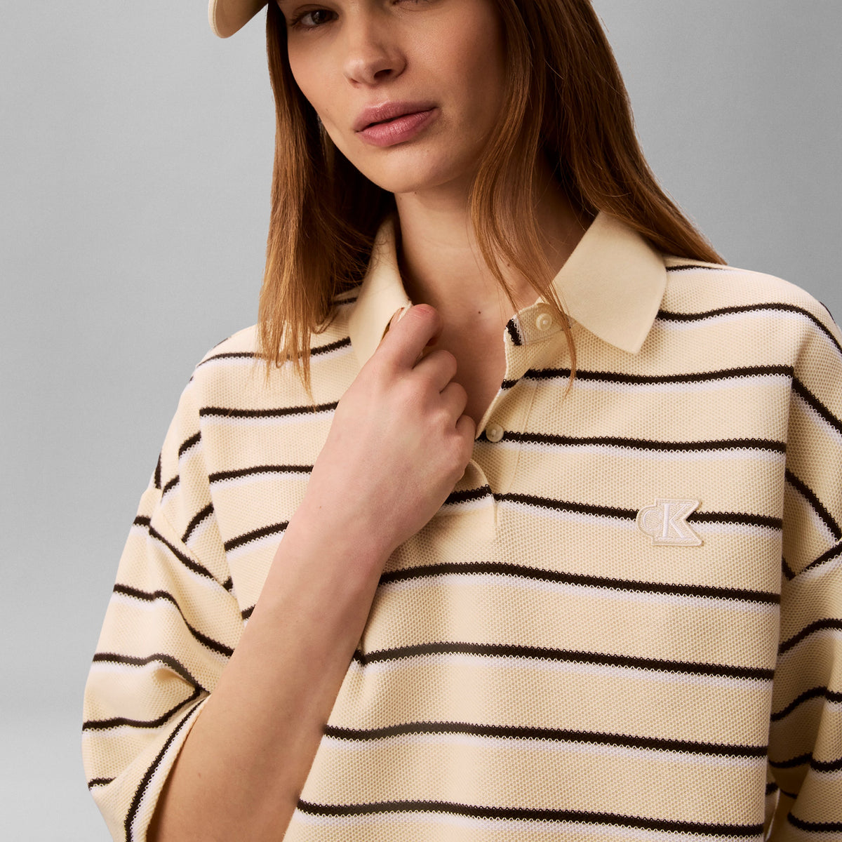 CROPPED PIQUE STRIPED POLO טישרט