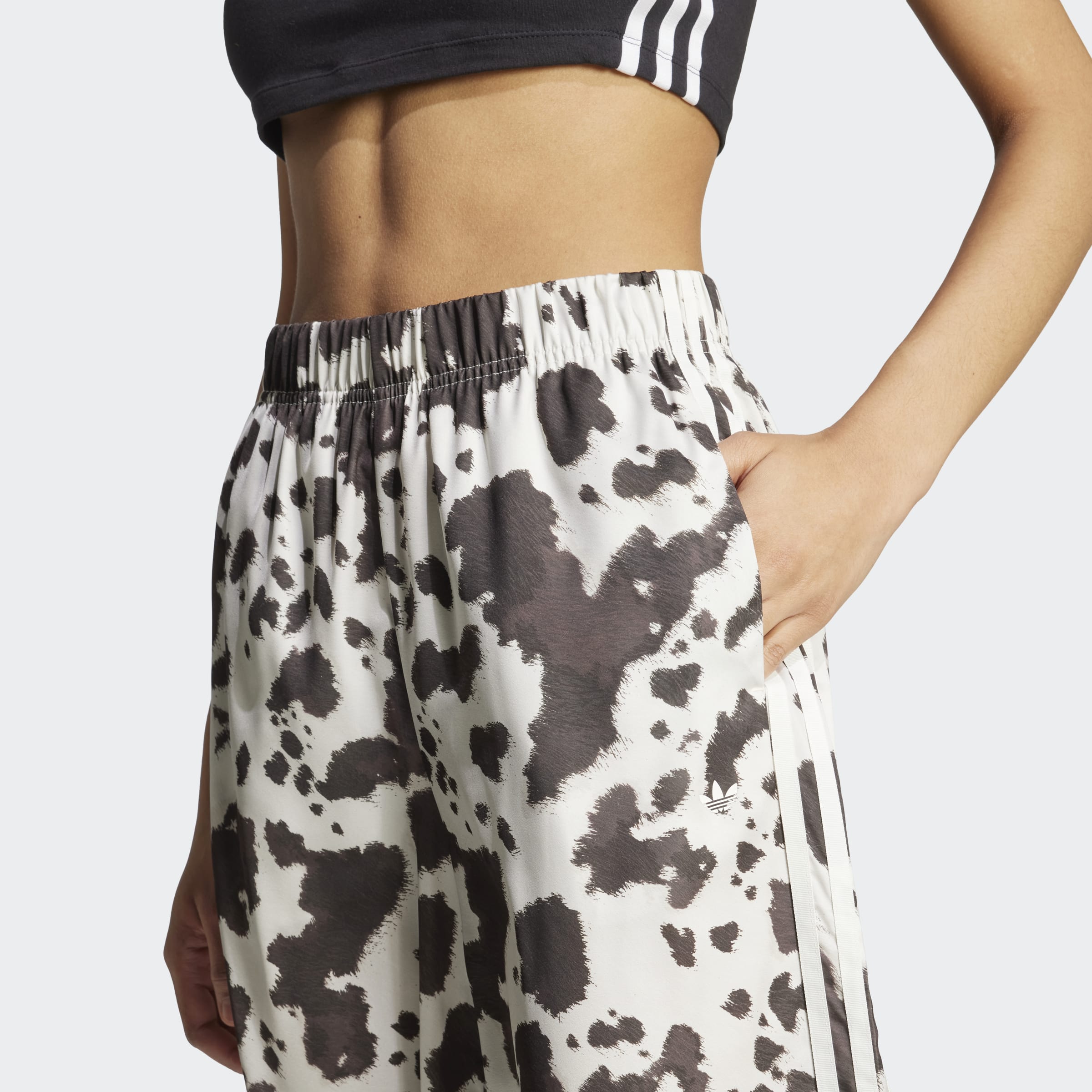 SATIN ANIMAL PRINT מכנסיים ארוכים