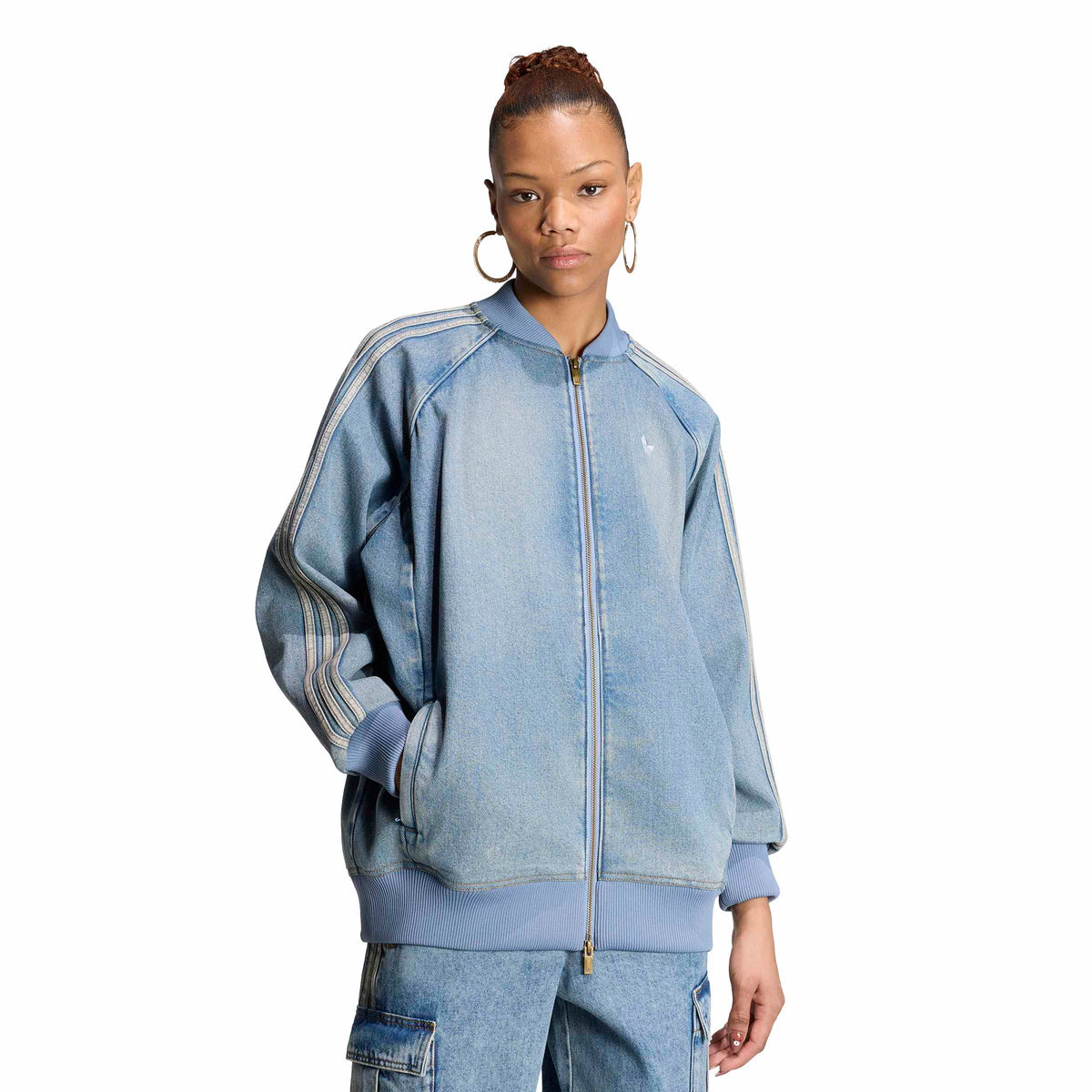 Oversized Denim Track Top ג'קט