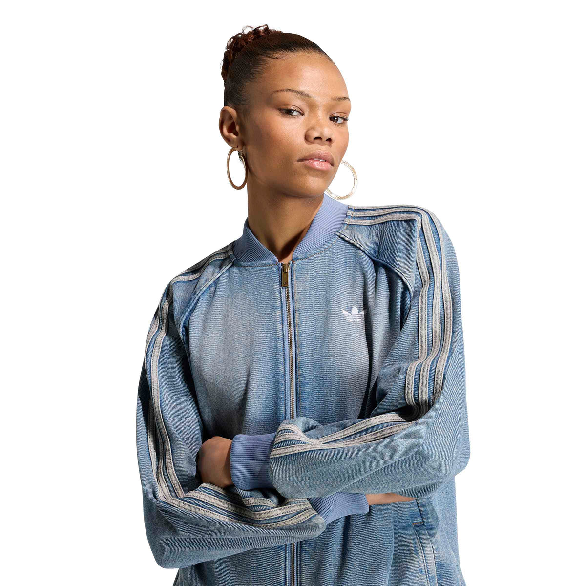 Oversized Denim Track Top ג'קט