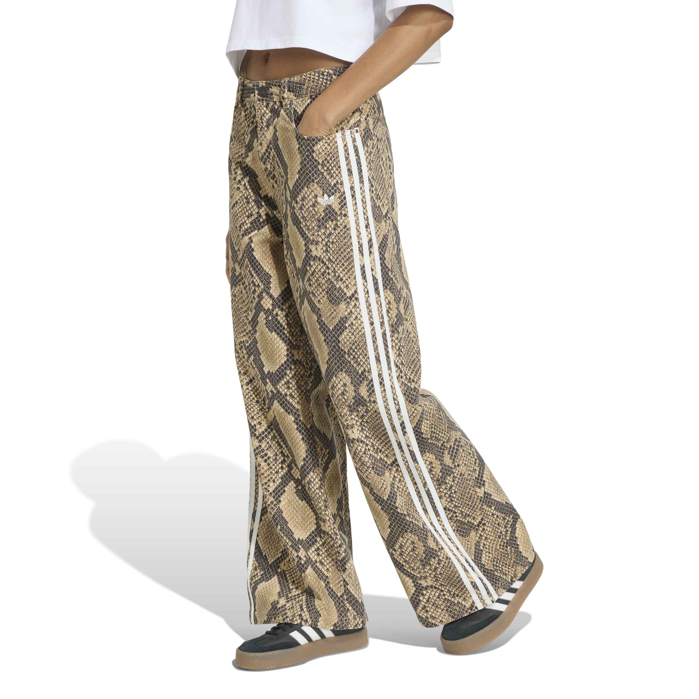 Snake Print Denim Loose מכנס ארוך