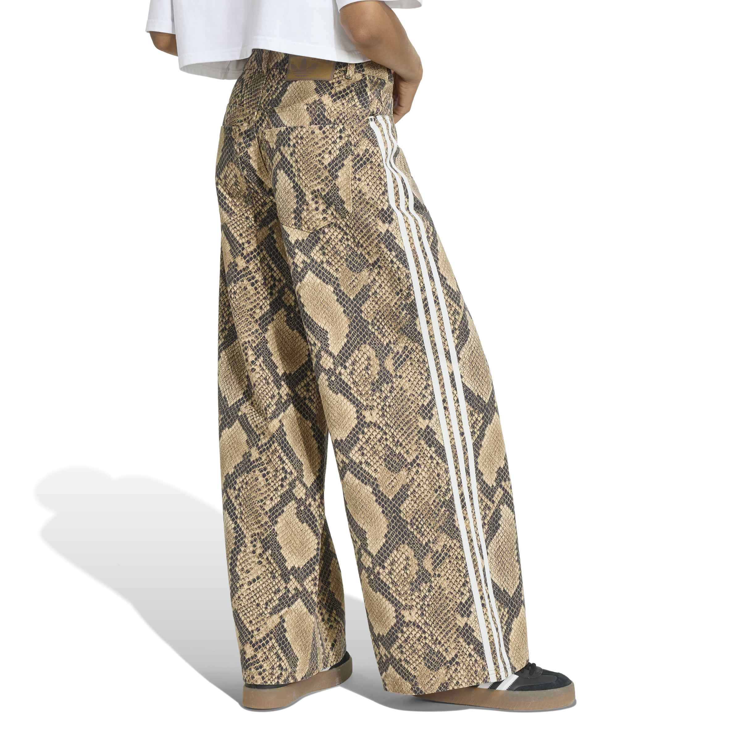 Snake Print Denim Loose מכנס ארוך