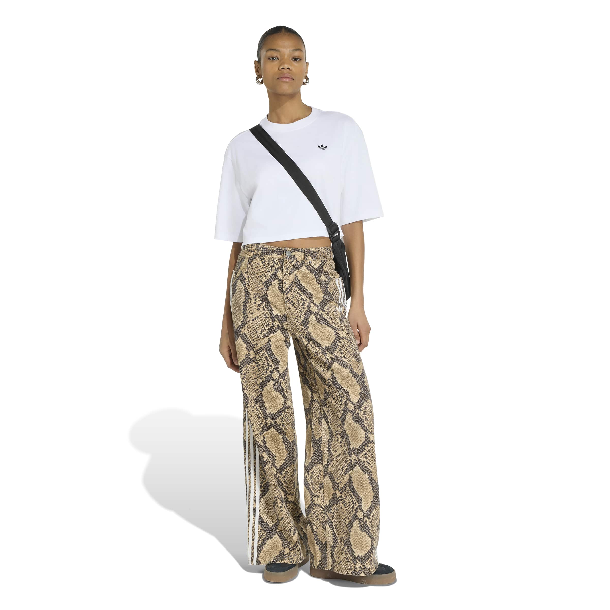Snake Print Denim Loose מכנס ארוך
