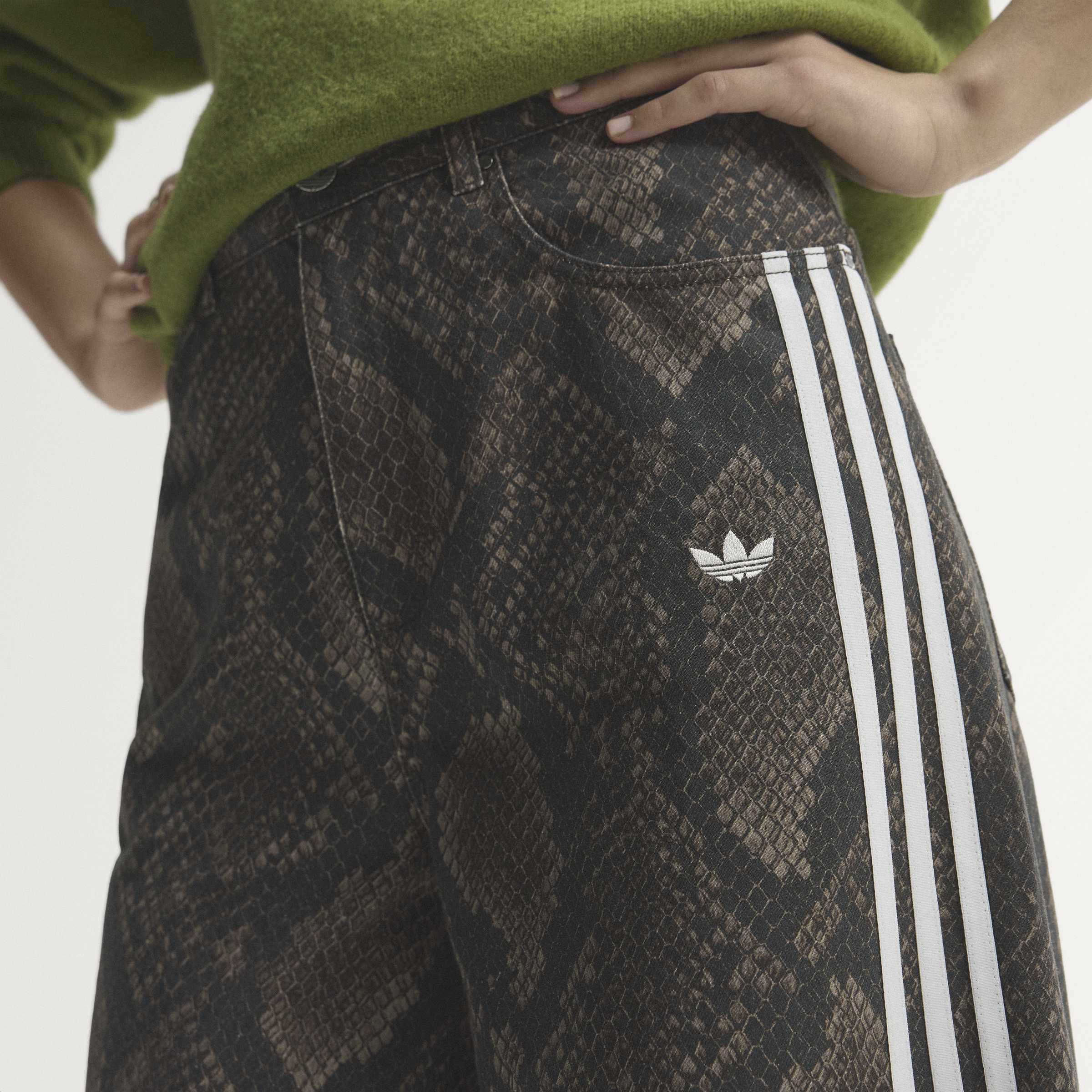 Snake Print Denim Loose מכנס ארוך