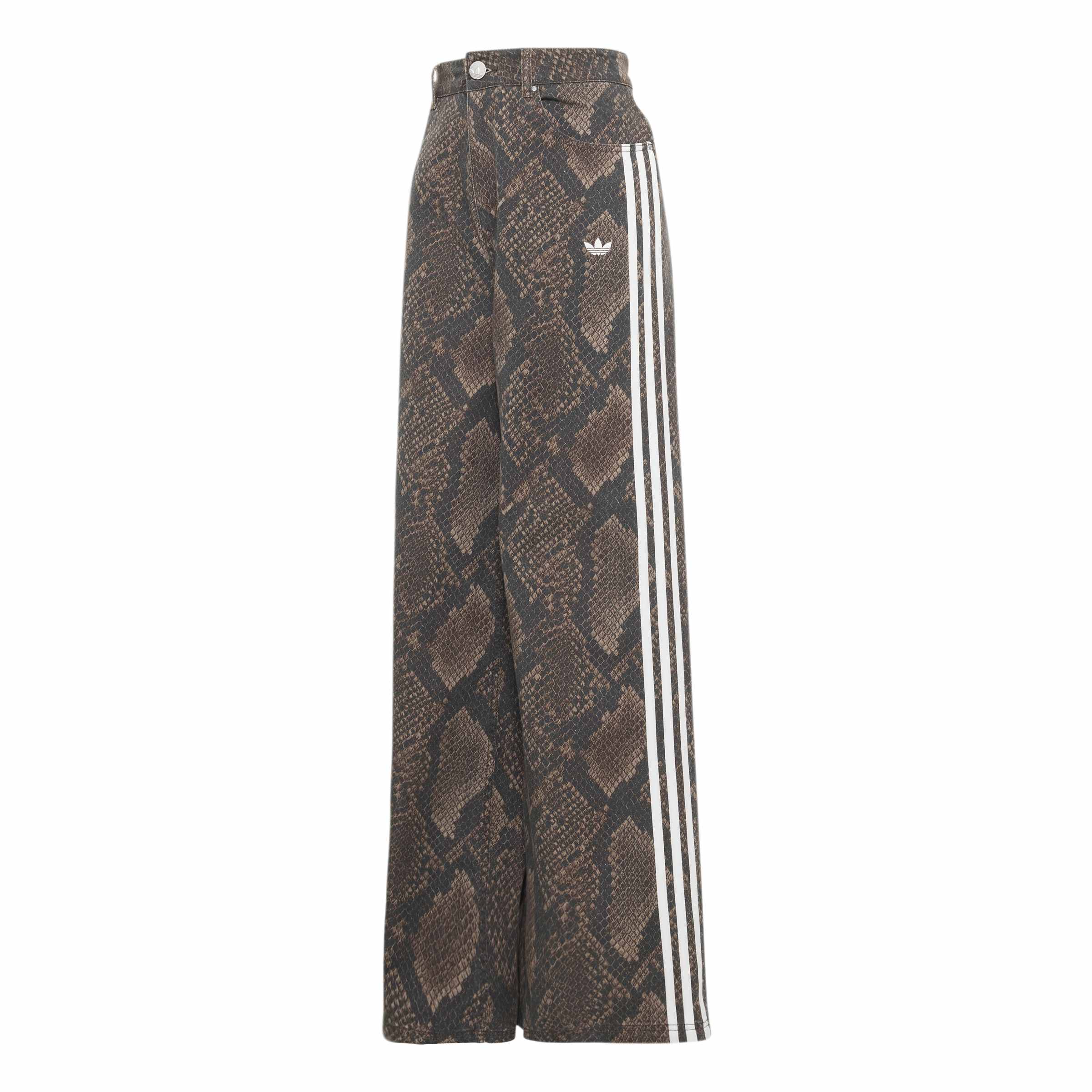 Snake Print Denim Loose מכנס ארוך