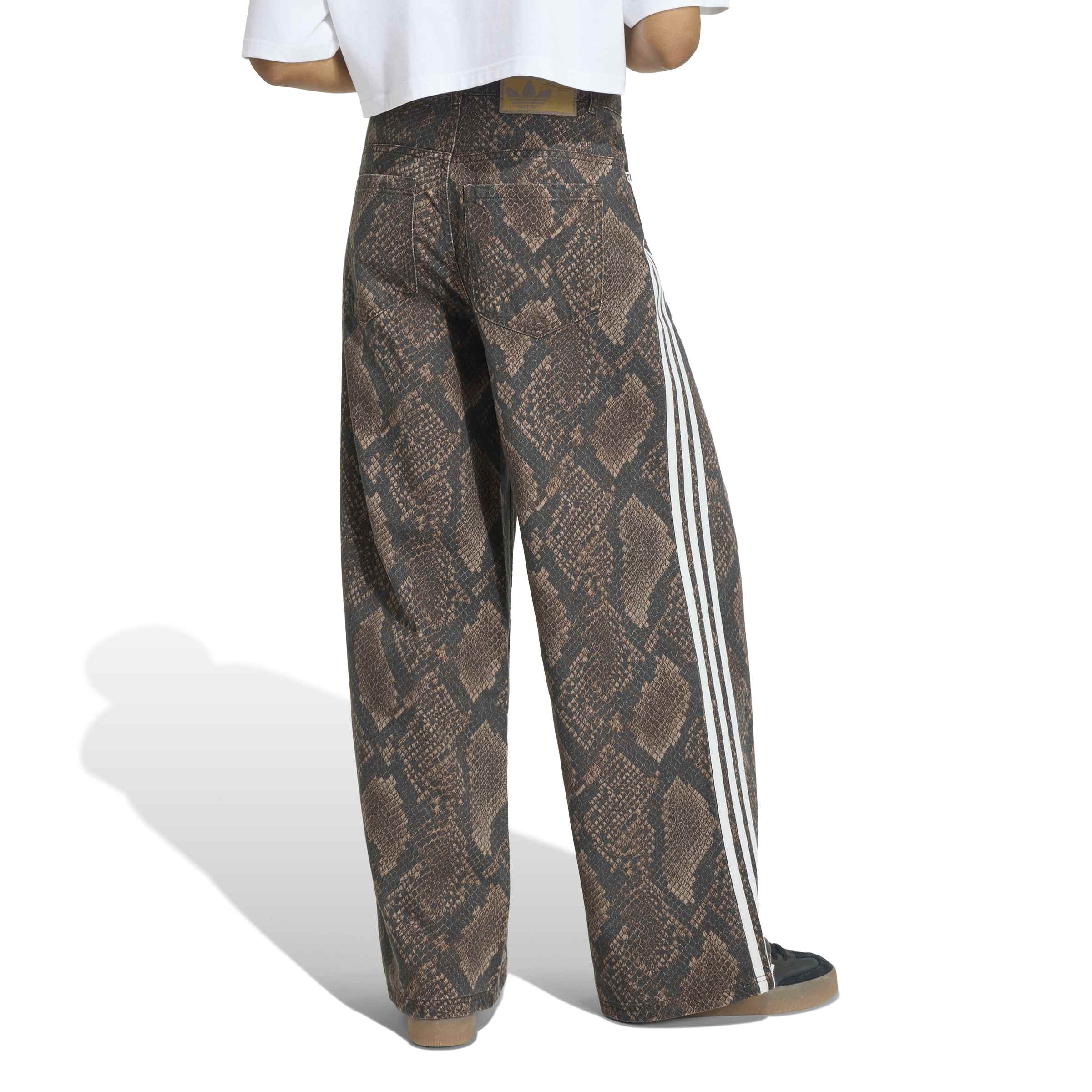 Snake Print Denim Loose מכנס ארוך