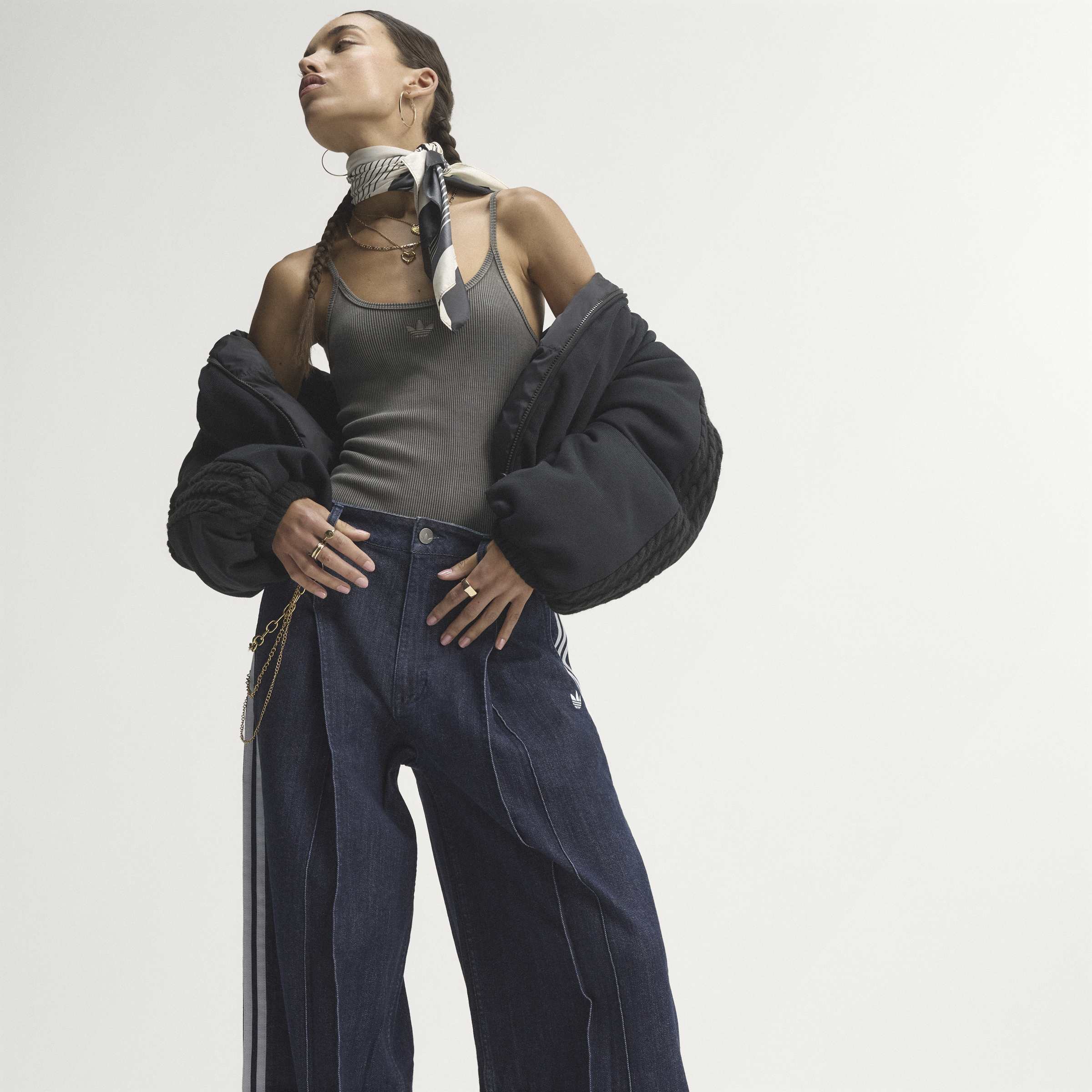Denim Pleats מכנס ארוך